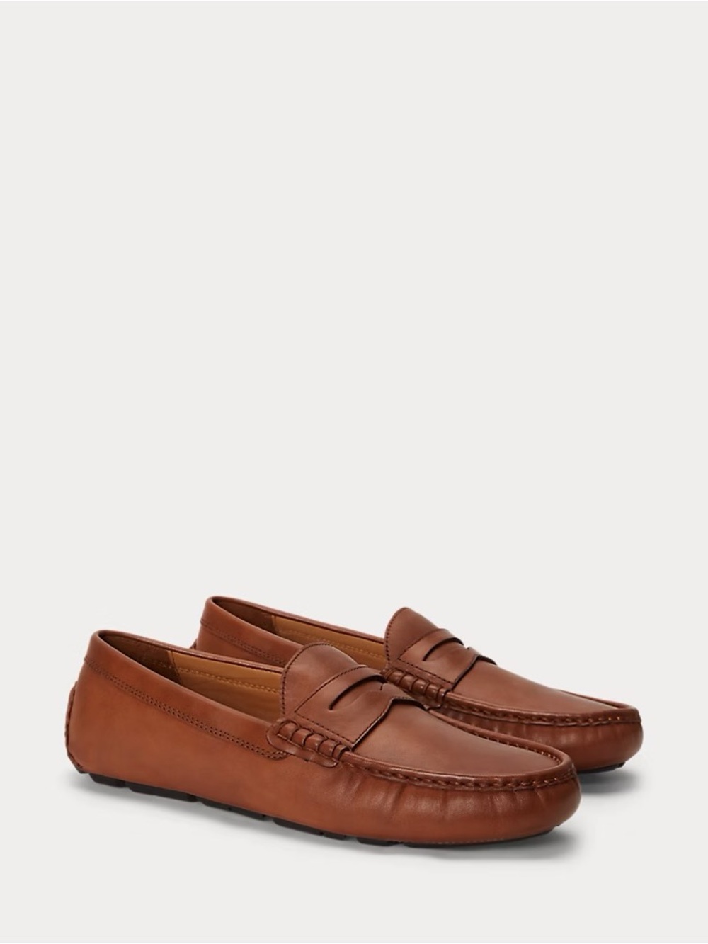 Ralph Lauren Men’s Cognac Tan Leather Penny Loafer Driver